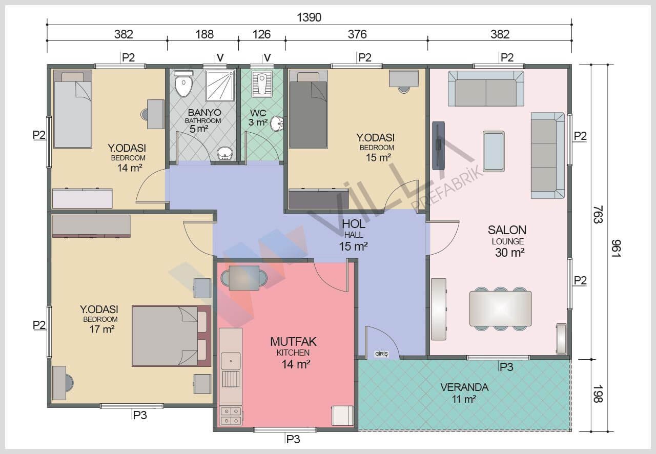 Prefabrik Ev 122 m² 3+1 SAKLIKENT