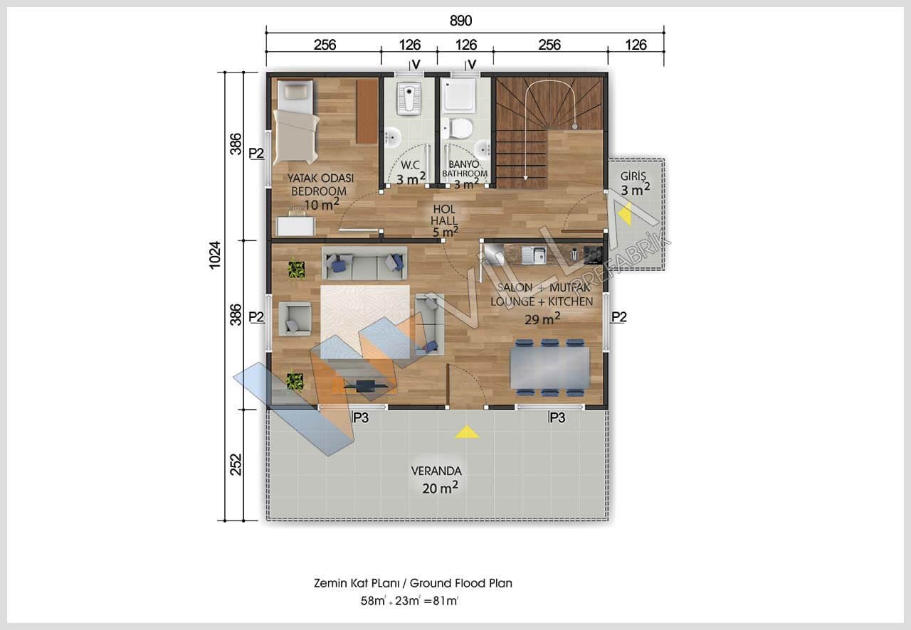 149 m2 ÇİFT KATLI PREFABRİK EV