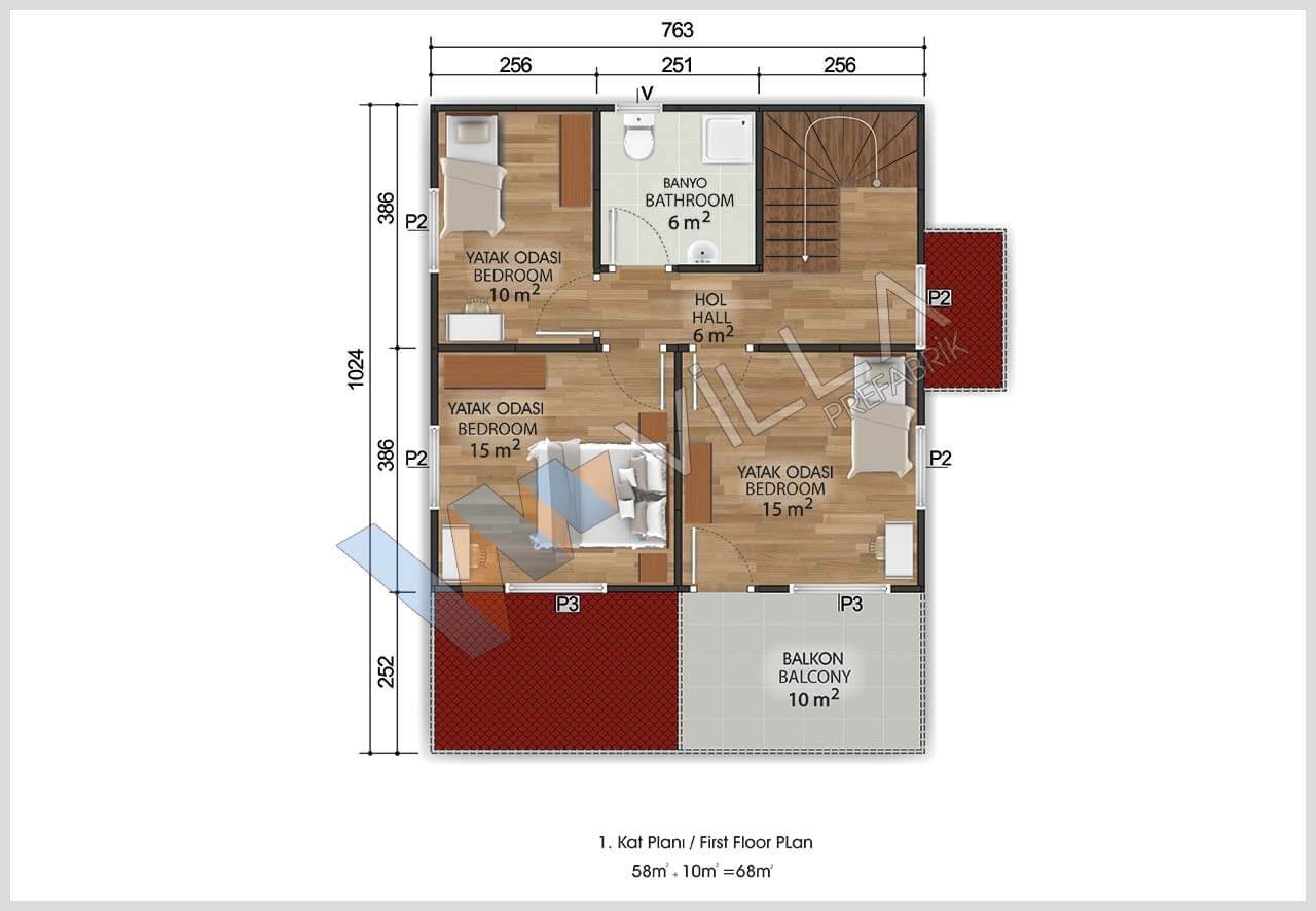 149 m2 ÇİFT KATLI PREFABRİK EV