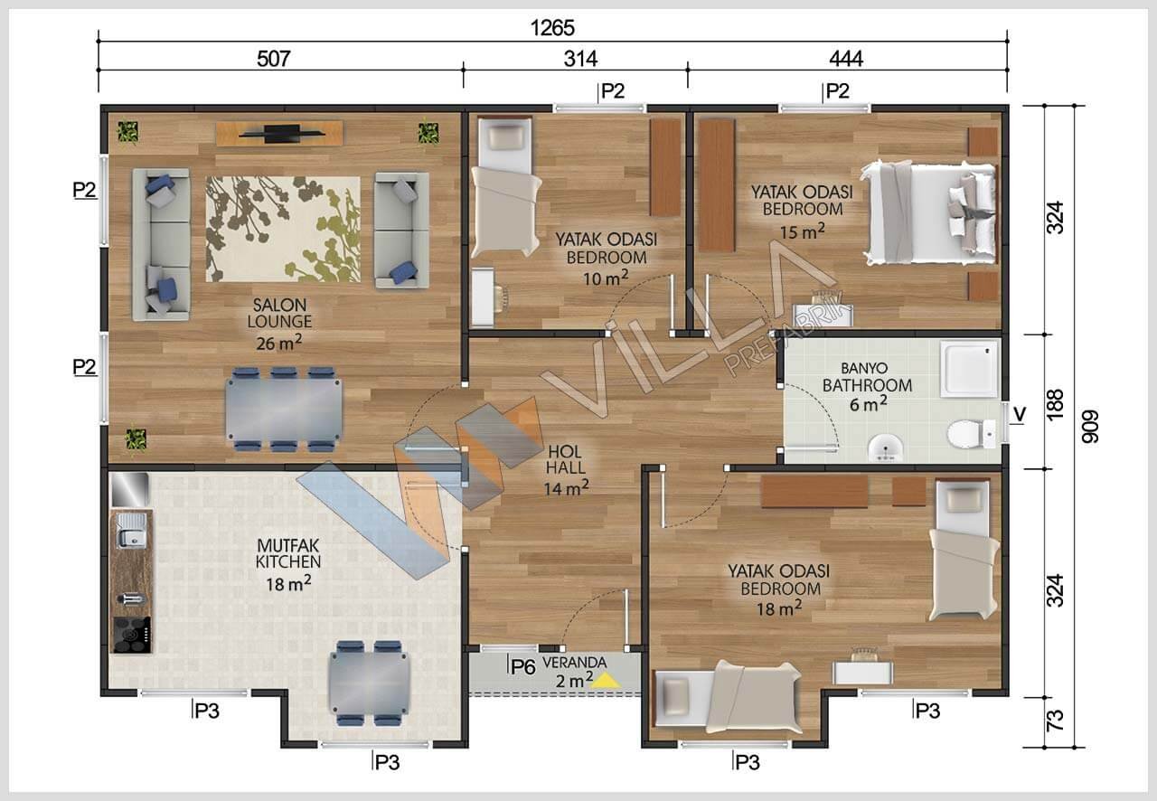 112 m2 ÜRGÜP TEK KATLI PREFABRİK EV